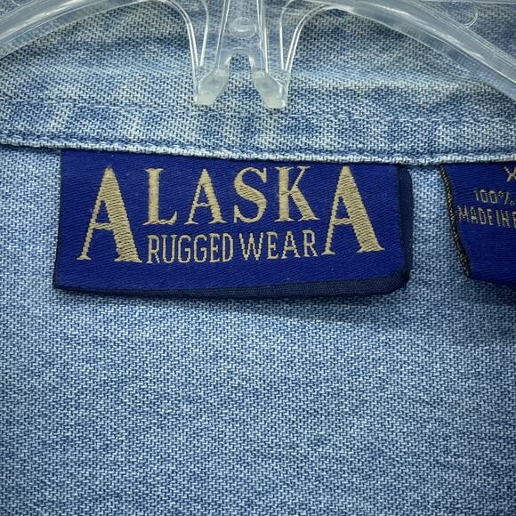 Vintage Alaska Rugged Wear Mens XL Button Down Chambray Denim Long Sleeve Shirt - Picture 7 of 9